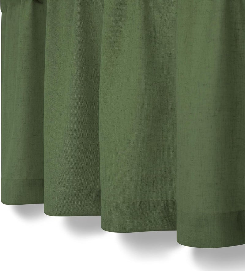 Pitalk Olive Green Boho Window Valance for Kitchen 3 Inch Rod Pocket Semi Sheer Light Filtering Farmhouse Dark Green Linen Valance Curtain Topper for Bedroom Living Room Bathroom 18 Inch Length Loden - Image 4